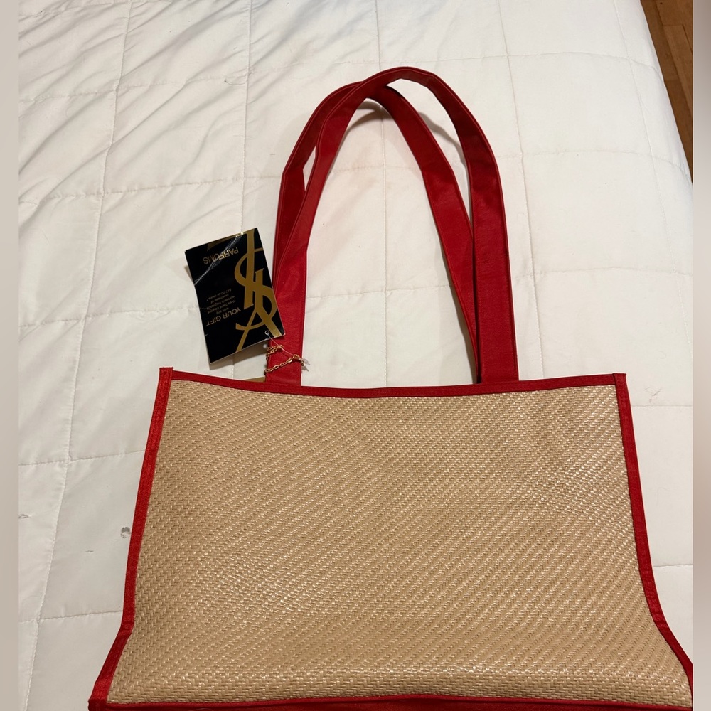 Red and Tan Tote Bag